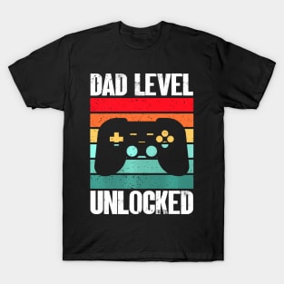 Mens  Gamer Dad Father's Day Dad Level Unlocked T-Shirt